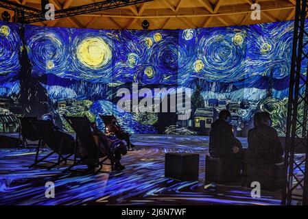 Immersive Ausstellung über Van Gogh im Einkaufszentrum Las Arenas (Barcelona, Katalonien, Spanien) ESP: Exposición inmersiva sobre Van Gogh en Barcelona Stockfoto