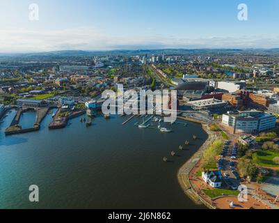 Luftaufnahme der Cardiff Bay Stockfoto