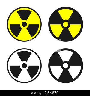 Vektor für radioaktive Warnzeichen gesetzt. Kreisform: Schwarzes und gelbes Radioaktivitätssymbol. Stock Vektor