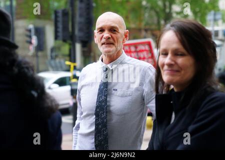 Lance O'Connor vor dem Westminster Magistrates' Court, London, wo er wegen Belästigung des Abgeordneten Peter Kyle am 20. Oktober letzten Jahres auf dem Parliament Square auftritt. Bilddatum: Dienstag, 3. Mai 2022. Stockfoto