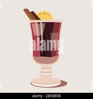 Glasbecher mit rotem Glühwein Stock Vektor