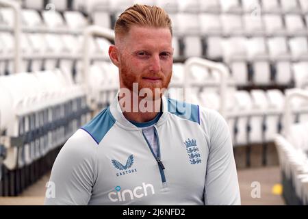 Ben Stokes, Testkapitän der englischen Männer, während einer Fotoanfange auf dem Riverside Ground, Chester-le-Street, County Durham. Bilddatum: Dienstag, 3. Mai 2022. Stockfoto