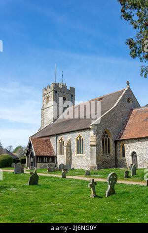 St. Nicholk Church, Longparish, Hampshire, England, Vereinigtes Königreich Stockfoto