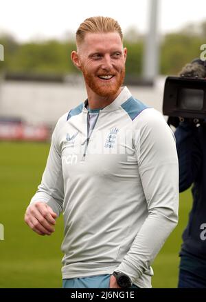 Ben Stokes, Testkapitän der englischen Männer, während einer Fotoanfange auf dem Riverside Ground, Chester-le-Street, County Durham. Bilddatum: Dienstag, 3. Mai 2022. Stockfoto