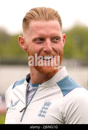 Ben Stokes, Testkapitän der englischen Männer, während einer Fotoanfange auf dem Riverside Ground, Chester-le-Street, County Durham. Bilddatum: Dienstag, 3. Mai 2022. Stockfoto