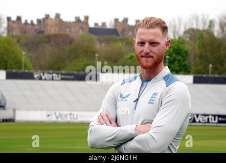 Ben Stokes, Testkapitän der englischen Männer, während einer Fotoanfange auf dem Riverside Ground, Chester-le-Street, County Durham. Bilddatum: Dienstag, 3. Mai 2022. Stockfoto