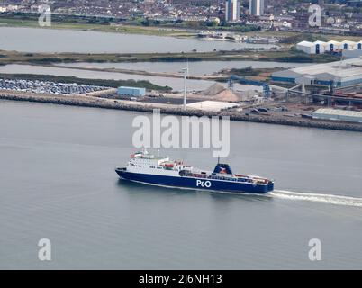 P & O Fähre von Liverpool Port, River Mersey, Merseyside, Liverpool, Nordwestengland Großbritannien Stockfoto