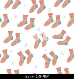 Set von Wintersocken mit nahtlosem Muster. Warme Fäustlinge. Winterzubehör. Stock Vektor