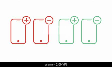 Smartphone Plus Minus Icon Set. vektor isoliert editierbare Illustration Set Stock Vektor