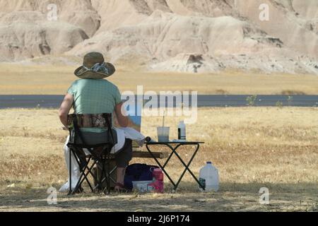 Die klassischen Landschaften der USA - die Badlands von Dakota. Stockfoto