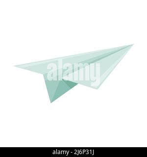 Papierflugzeug. Symbol für Start-up, Anfänge. Spaß an der Schule. Farbvektordarstellung in flacher Form Stock Vektor