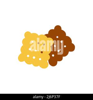 Kekse mit Löchern im Doodle-Stil. Keks für Tee. Eine Umarmung, ein gemütliches Zuhause, Komfort. Handgezeichnet und isoliert auf weißem Hintergrund. Farbvektor-Abb. Stock Vektor
