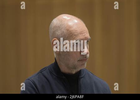 Buenos Aires, Argentinien, 3.. Mai 2022. Der Regierungschef Horacio Rodríguez Larreta gab Einzelheiten über die Arbeitspraktiken, die in diesem Jahr in öffentlichen und privaten Bildungseinrichtungen für Studenten begonnen haben, die im letzten Jahr der Highschool sind. (Bild: Esteban Osorio/Alamy Live News) Stockfoto