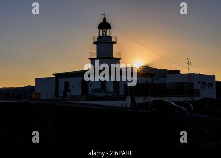 Sonnenuntergang vom Leuchtturm Cap de Creus (Empordà, Girona, Costa Brava, Katalonien, Spanien) ESP: Atardecer desde el faro del Cabo de Creus, Gerona España Stockfoto