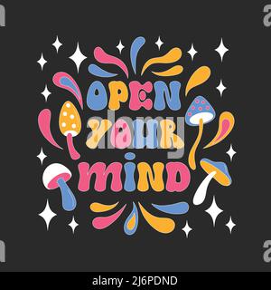 Retro Pilze und funkelt auf einem dunklen Hintergrund. Stock Vektor