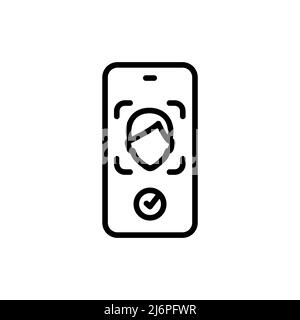 Identifizierungsgesicht auf dem Smartphone-Farbsymbol. Tiefes Gesicht. Stock Vektor