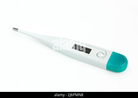 Einzelnes digitales Thermometer isoliert auf weißem Hintergrund Stockfoto