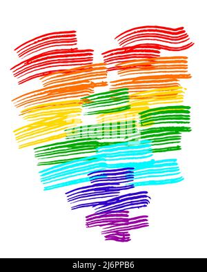 Herz in Regenbogenfarbe. Stolz Herz und LGBT-Symbol. Vektor, Illustration. Stock Vektor