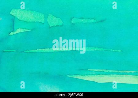 Türkis bemaltes Aquarell auf Papier Hintergrund Textur Stockfoto