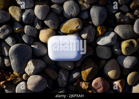 Apple AirPods Wallpaper, Produktfotos Stockfoto