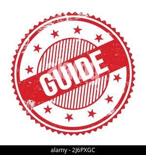 LEITTEXT auf rot grungy Zick-Zack-Bordüren rund Stempel geschrieben. Stockfoto