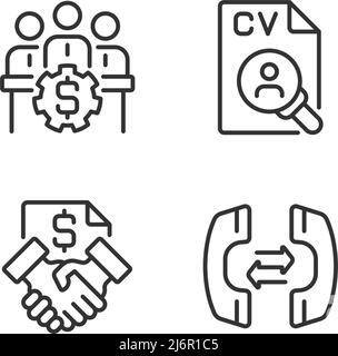 Business Operations Pixel Perfect lineare Symbole gesetzt Stock Vektor
