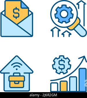 Company Management Struktur Pixel perfekte RGB-Farbsymbole gesetzt Stock Vektor