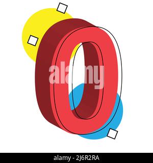 3D rote Zahl 0. vektorgrafik. eps 10 Stock Vektor