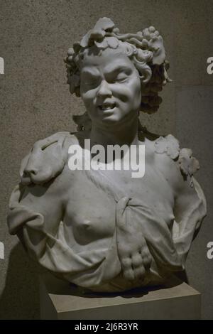 Jan van Logteren (1709-1745). Niederländischer Künstler. Büste des Bacchus. Amsterdam, 18. Jahrhundert. Weißer Marmor. Calouste Gulbenkian Museum. Lissabon, Portugal. Stockfoto