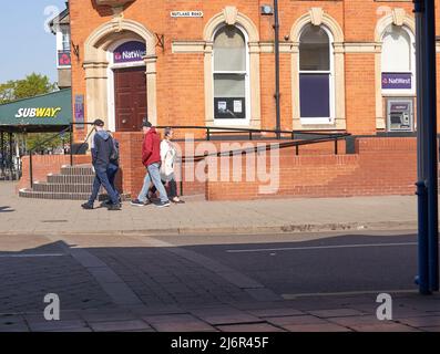 Straßenecke in Skegness, Lincolnshire, Großbritannien Stockfoto