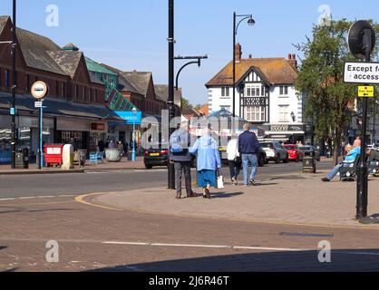 Straßenecke in Skegness, Lincolnshire, Großbritannien Stockfoto