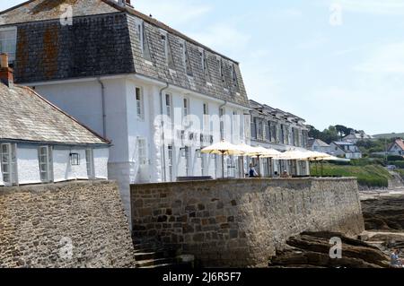 st Mawes, Cornwall - 2. Juli 202: Blick auf St Mawes an einem hellen Sommertag Stockfoto