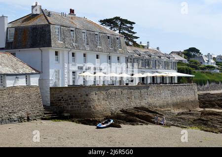 st Mawes, Cornwall - 2. Juli 202: Blick auf St Mawes an einem hellen Sommertag Stockfoto