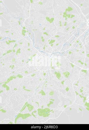 Stadtplan Sheffield, Farb-Detailplan, Vektorgrafik Stock Vektor