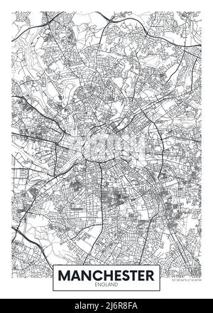 Stadtplan Manchester, Reise Vektor Poster Design Stock Vektor