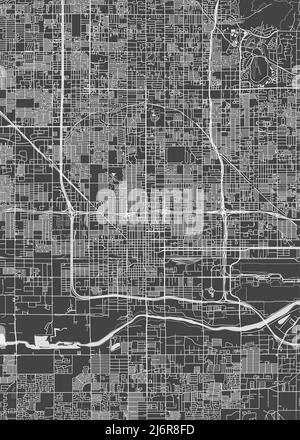 Stadtplan Phoenix, monochromer Detailplan, Vektorgrafik Stock Vektor