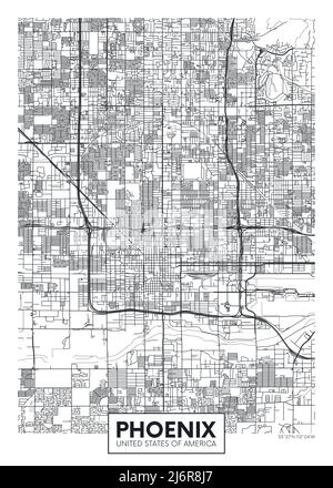 Stadtplan Phoenix, Reise Vektor Poster Design Stock Vektor