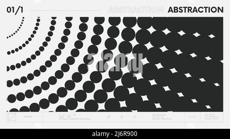 Abstrakte moderne geometrische Banner mit einfachen Formen in schwarz-weißen Farben, grafische Komposition Design Vektor-Hintergrund, fliegende Kreise Stock Vektor