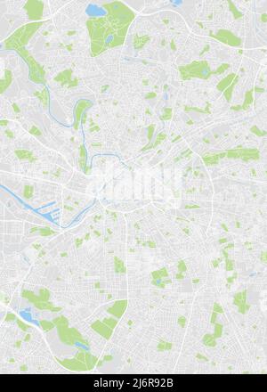 Stadtplan Manchester, Farb-Detailplan, Vektorgrafik Stock Vektor