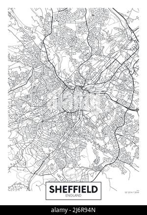 Stadtplan Sheffield, Reise Vektor Poster Design Stock Vektor