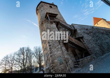 Die Altstadt von Tallinn ist eine der am besten erhaltenen mittelalterlichen Städte Europas und gehört zum UNESCO-Weltkulturerbe. Stockfoto