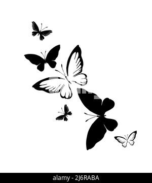 Monochrome Schmetterlinge Abstraktion. Schmetterling Silhouette für Logo oder Tattoo. Vektorgrafik Stock Vektor