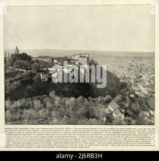 Antike Fotografie der Alhambra, Granada, Spanien, 19.. Jahrhundert Stockfoto