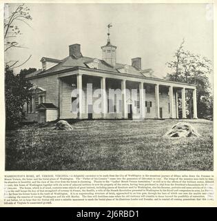 Antikes Foto von Washingtons Haus, Mount Vernon, Virginia, 19.. Jahrhundert Stockfoto