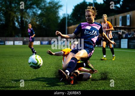 London, England. 03/05/2022, Asia Harbor Brown (18 Dulwich Hamlet) in Aktion während des Capital Womens Senior Cup Spiel zwischen Ashford (Middlesex) und Dulwich Hamlet bei Meadowbank in London, England. Liam Asman/SPP Stockfoto