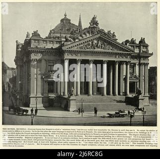 Vintage-Foto des Place de la Bourse, Börse Brüssel, 19.. Jahrhundert Stockfoto