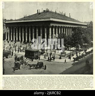 Vintage-Fotografie von Paris Bourse, Exchange, Paris, Frankreich 19. Jahrhundert Stockfoto