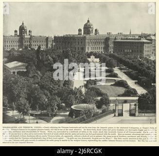 Vintage-Fotografie vom Volksgarten und Theseus-Tempel, Wien,19.. Jahrhundert Stockfoto