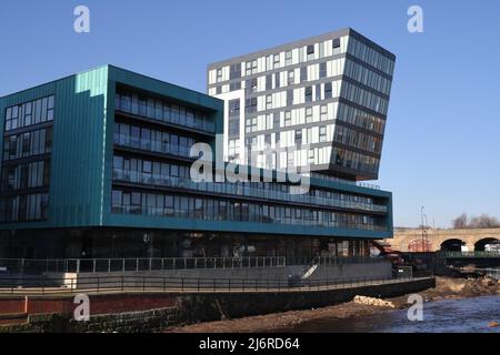 Sheffield Wicker Riverside Apartments Development am Fluss Don, Modern Flats Apartments, England Stockfoto