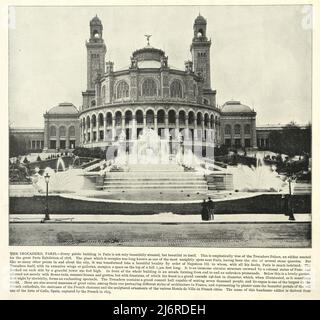 Vintage-Fotografie des Palais du Trocadéro, Paris, Frankreich, viktorianisches 19.. Jahrhundert Stockfoto